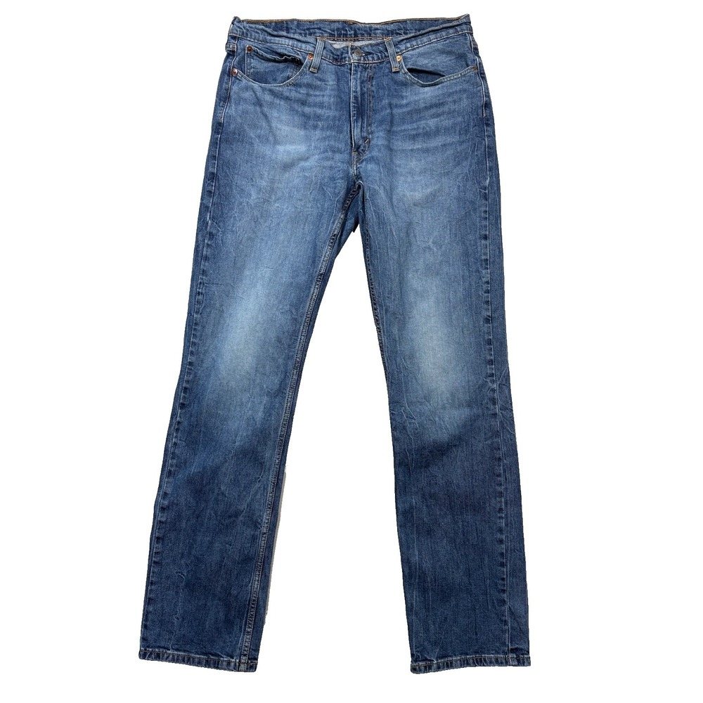 Levi's 514 Jeans Men 36x36 (Fits 36X34) Fit Blue Straight Denim Light Whiskering